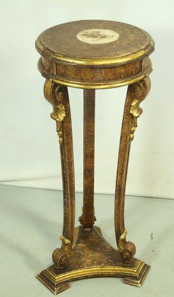 CARVED PAINTED & GILDED PEDESTAL TABLE (1 of 5)