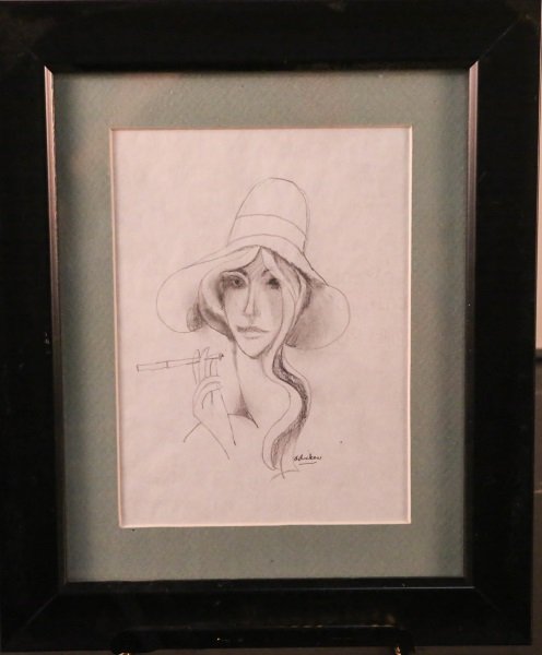 DAVID ADICKES PENCIL DRAWING: DAVID ADICKES PENCIL DRAWING. Height: 12 in. by Width: 10 in. by Depth: 10 in.