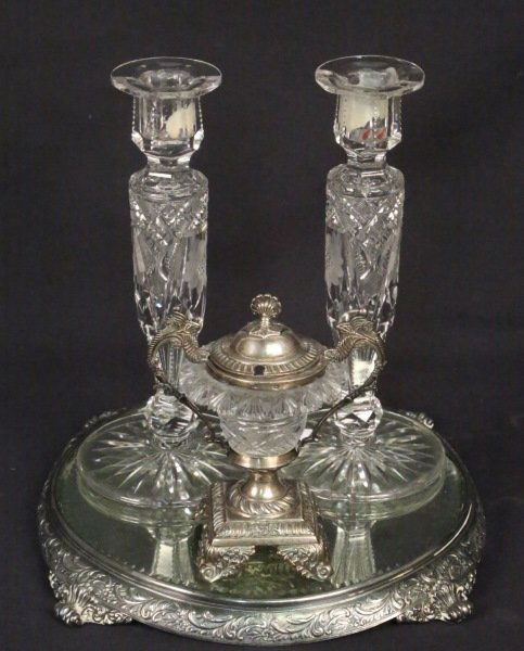 LOT OF FOUR SILVERPLATED CUT GLASS PIECES (1 of 4)