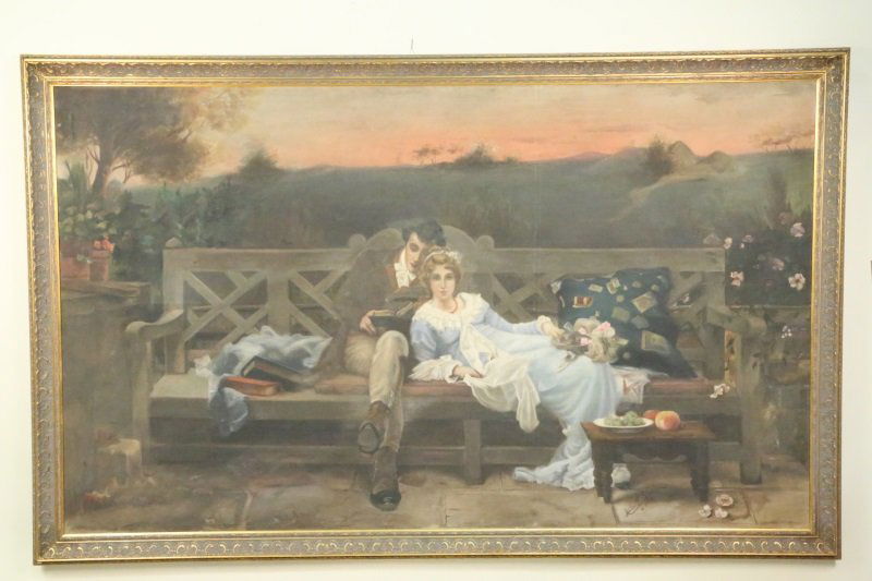 ANITA F. GALLO "VICTORIAN COUPLE" OIL ON CANVAS (1 of 3)