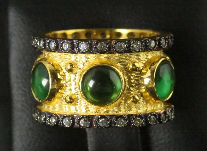 GOLD WASH OVER STERLING SILVER EMERALD RING (1 of 2)