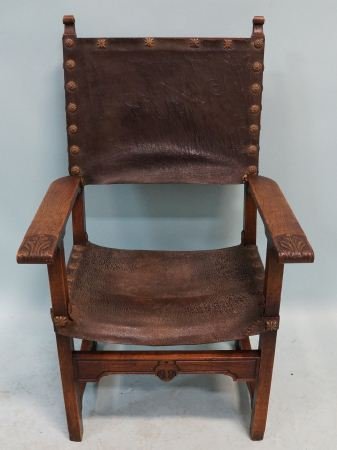 17th CENTURY SPANISH OAK ARMCHAIR (1 of 5)