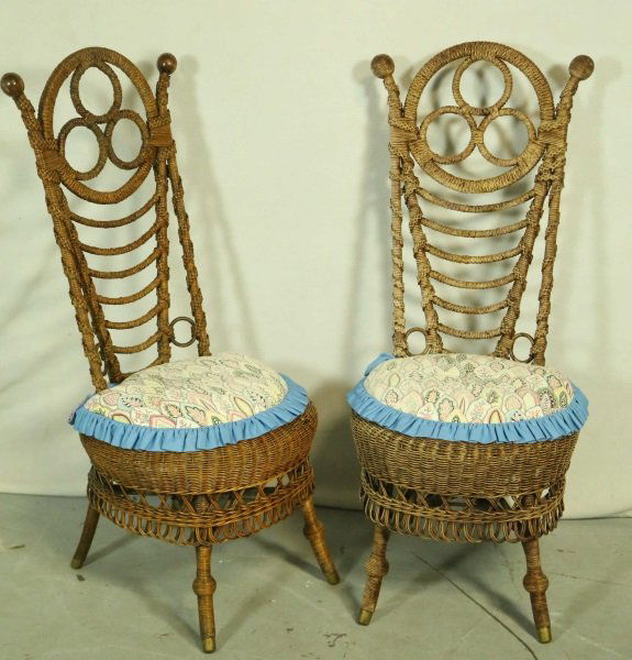 PAIR OF AMERICAN VICTORIAN WICKER CHAIRS (1 of 5)