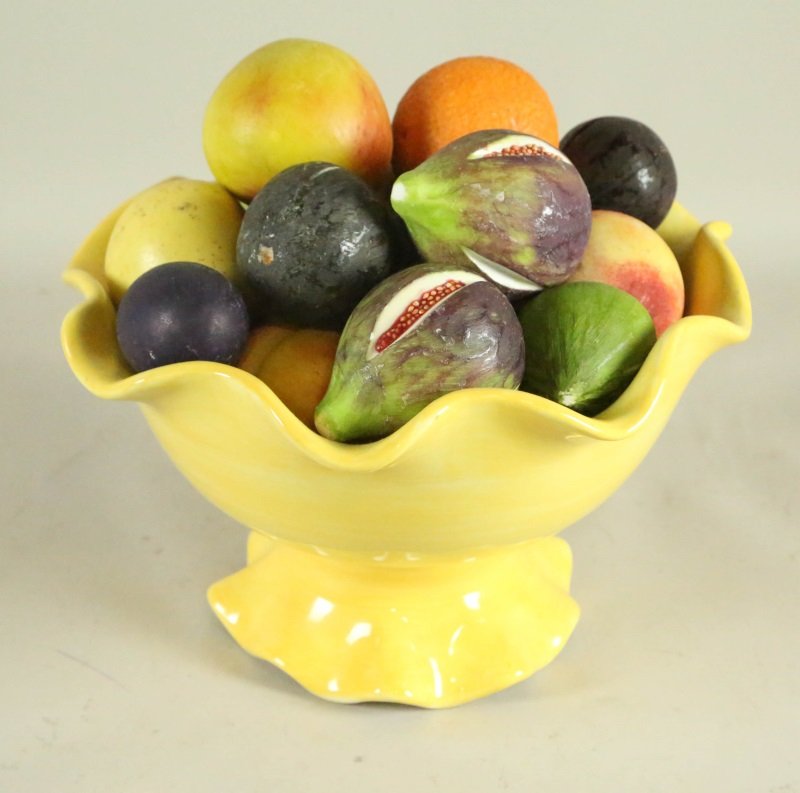 CARVED MARBLE FRUIT & BOWL (1 of 1)