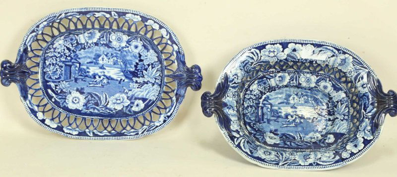 ANTIQUE TRANSFERWARE PORCELAIN BOWL & PLATTER (1 of 5)