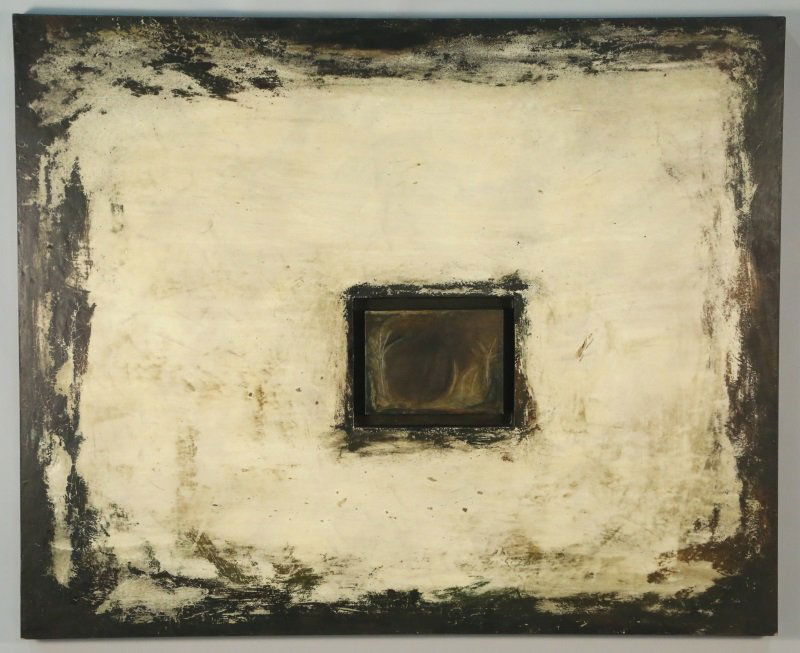 RANDALL REID "A DAYS END" MIXED MEDIA ON PANEL: RANDALL REID "A DAYS END" MIXED MEDIA ON PANEL. Height: 48 in. by Width: 59 in. by Depth: 2 1/2 in.