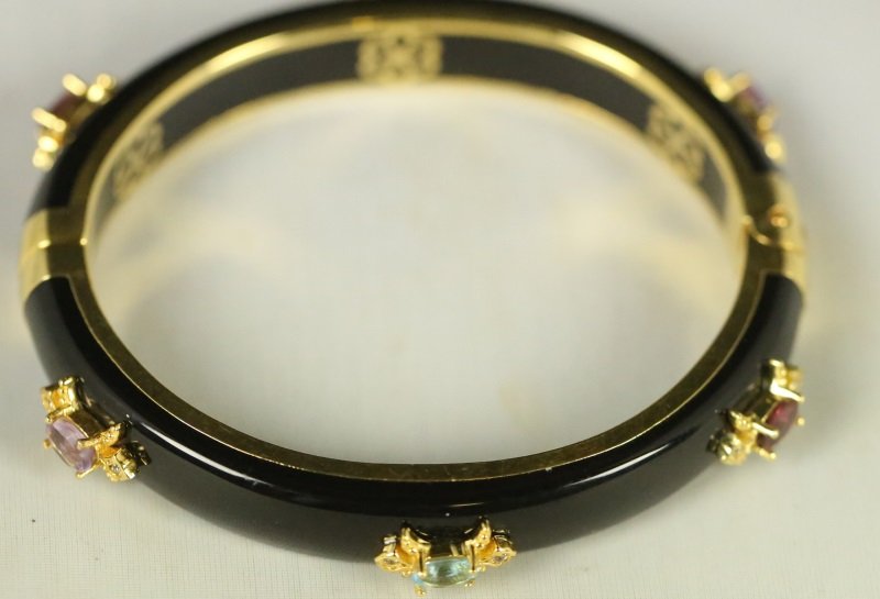 FLEUR DE LIS LADIES BANGLE BRACELET W/BLACK/MULTI (1 of 3)