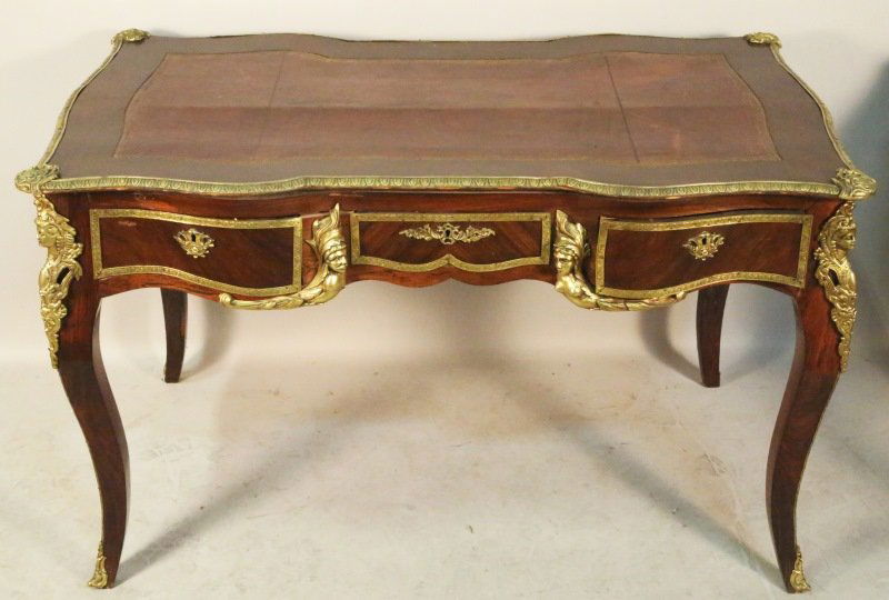 CIRCA 1850-1880 FRENCH LEATHER TOP DESK (1 of 4)