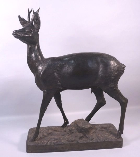 PAIR OF BRONZE DEER SCULPTURES BY F. HERTER.FEC (1 of 4)