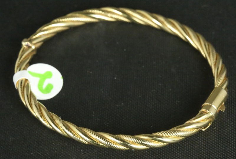 "14KT" YELLOW GOLD HINGED TUBULAR BANGLE BRACELET (1 of 2)