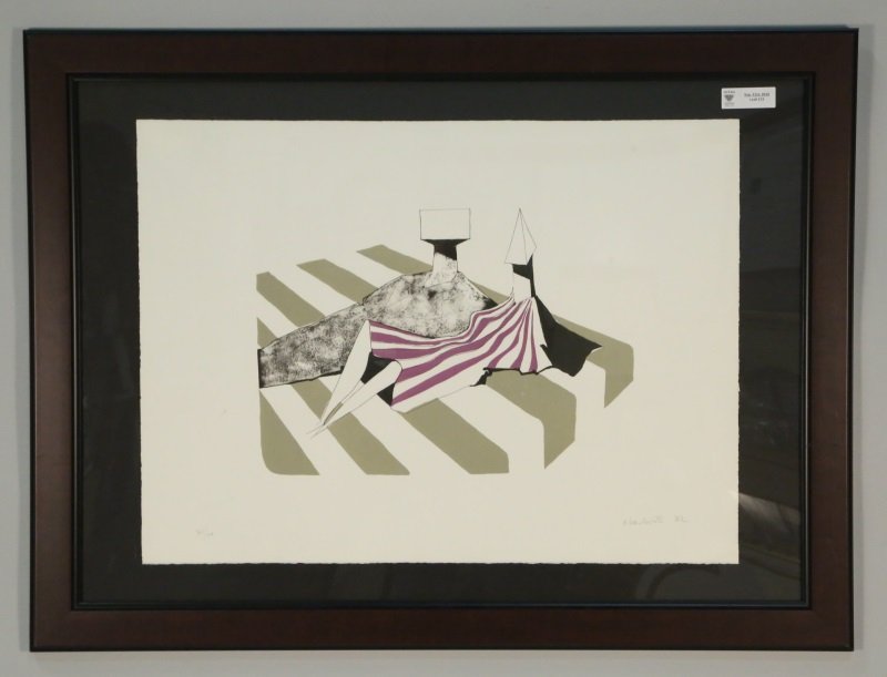 LYNN CHADWICK "RECLINING FIGURES ON TAUPE STRIPE" LITHO (1 of 7)