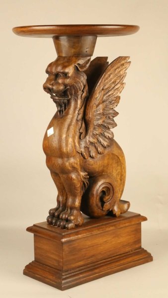 SMALL WOOD CARVED GRIFFIN OCCASIONAL TABLE (1 of 3)