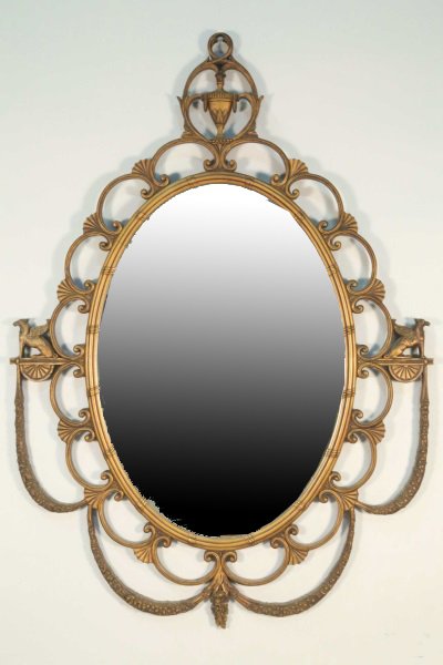 1940's OVAL MIRROR WITH WINGED GRIFFINS (1 of 3)