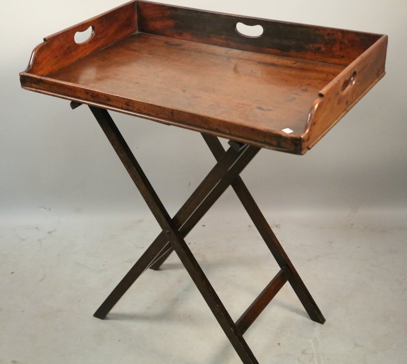 ENGLISH MAHOGANY BUTLER's TRAY ON STAND (1 of 3)
