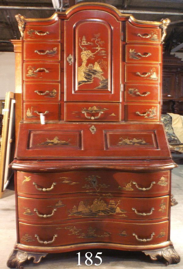 18TH CENTURY AUSTRIAN RED CHINOISERIE FALL FRONT S