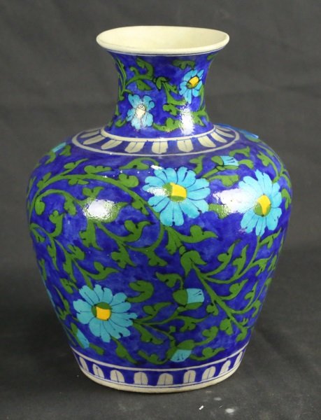 EARTHENWARE ASIAN VASE: EARTHENWARE ASIAN VASE. Height: 11 in. by Width: 9 in. by Depth: 9 in.