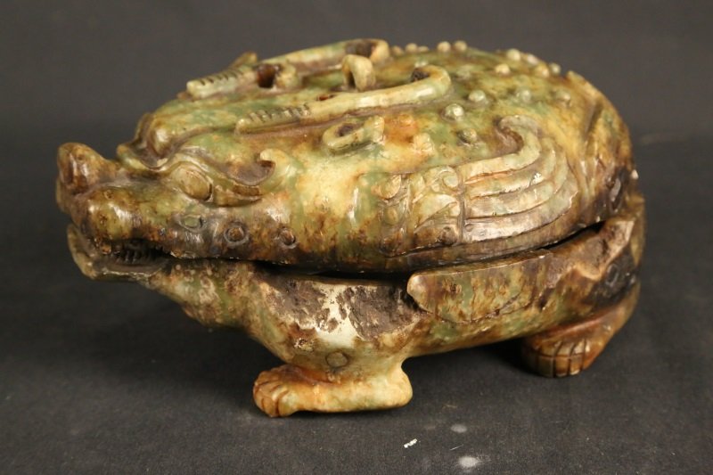 ANTIQUE CHINESE CARVE SOAPSTONE FIGURE: ANTIQUE CHINESE CARVE SOAPSTONE FIGURE. Height: 4 in. by Width: 9 in. by Depth: 7 in.