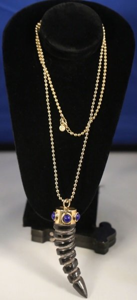 STERLING SILVER MOUNTED CARVED HORN (1 of 1)