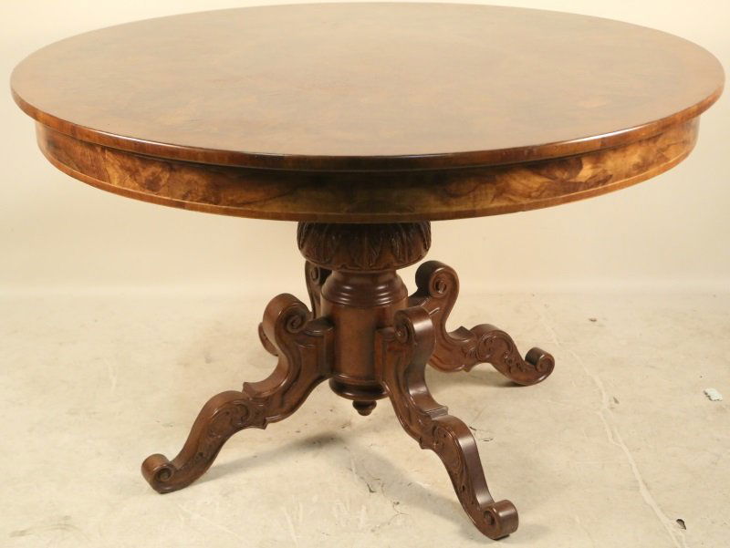 ITALIAN WALNUT INLAID PEDESTAL CENTER TABLE (1 of 2)