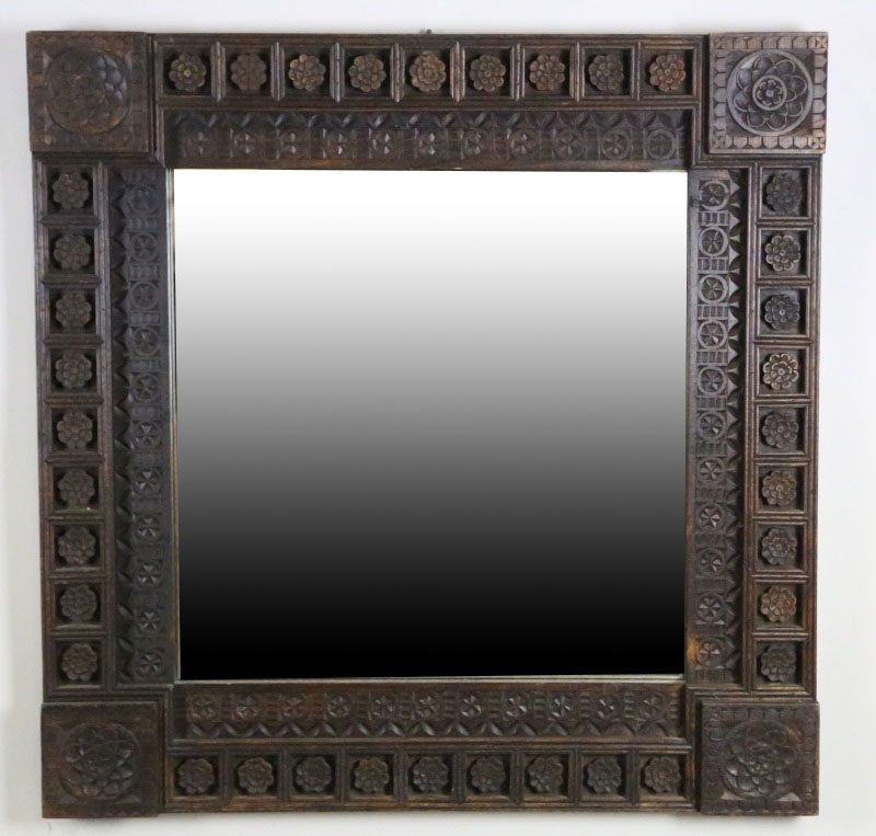 WOOD CARVED FRAMED MIRROR (1 of 3)
