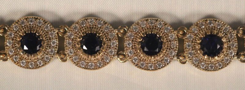 LADIES SAPPHIRE & WHITE TOPAZ 6" STERLING BRACELET (1 of 3)