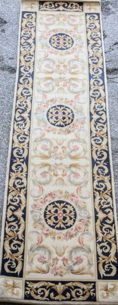 HAND KNOTTED ORIENTAL SAVONNERIE STYLE RUNNER (1 of 4)