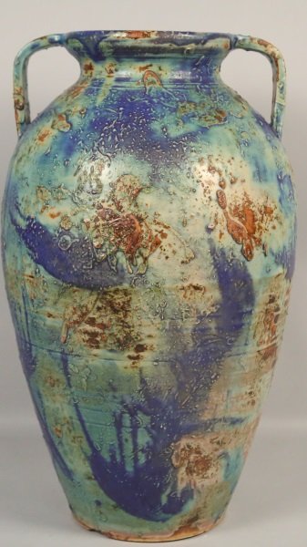 EARTHENWARE JAR: EARTHENWARE JAR . Height: 21 1/2 in. by Width: 14 in. by Depth: 14 in.