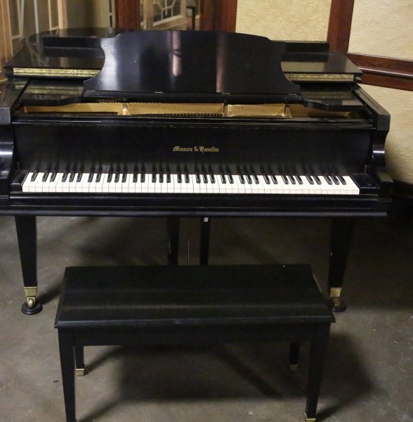 MASON & HAMLIN BABY GRAND PIANO: MASON & HAMLIN BABY GRAND PIANO. Height: 39 in. by Width: 58 in. by Depth: 63 in.