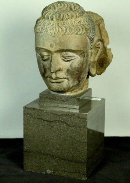 CIRCA 1100 A. D. SANDSTONE INDAN BUDDHA HEAD (1 of 2)