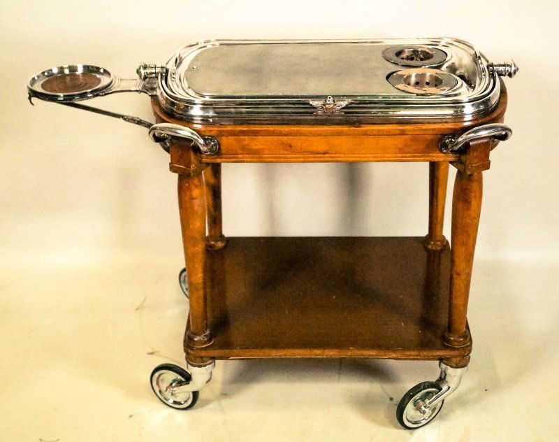 VINTAGE ROLLING SILVERPLATED MEAT DOME CART (1 of 3)