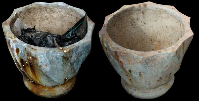 PAIR OF SMALL CAST BRONZE PLANTERS (1 of 3)