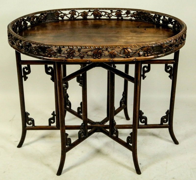 19th CENTURY CHINESE FAUX BAMBOO TRAY TABLE (1 of 2)