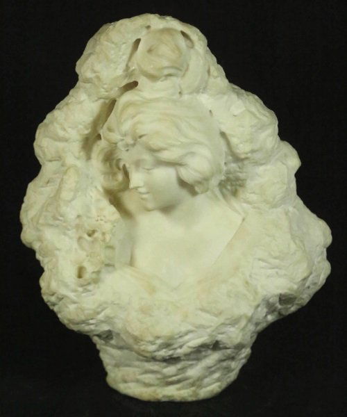ART NOUVEAU CARVED MARBLE BUST (1 of 3)