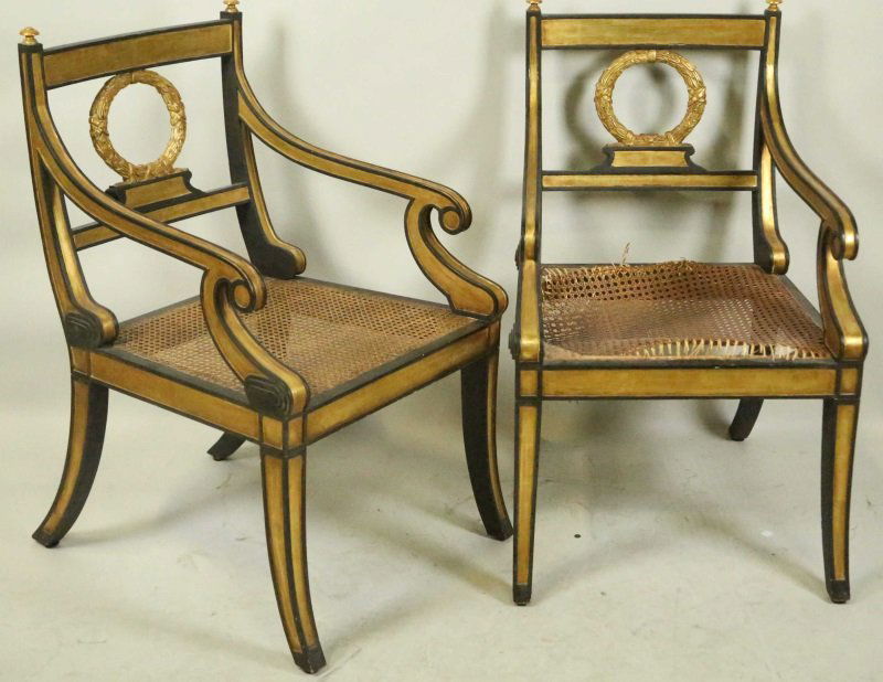 PAIR OF CARVED & GILDED NEOCLASSICAL CHAIRS (1 of 2)
