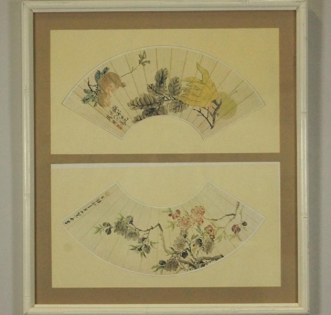 PAIR OF FRAMED CHINESE FAN PRINTS (1 of 6)