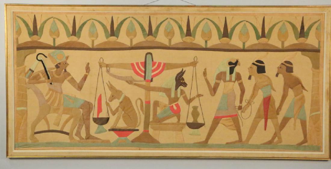 FRAMED HAND SEWN EGYPTIAN TAPESTRY ON LINEN (1 of 2)