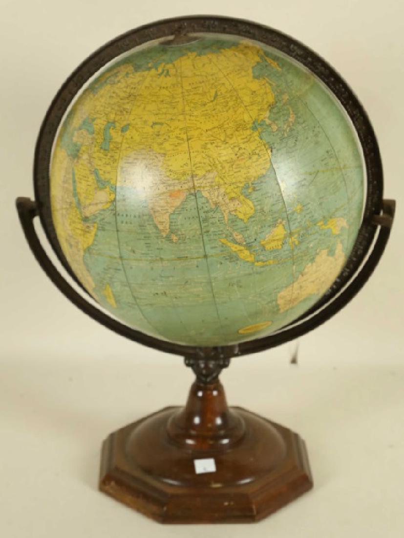 VINTAGE  WORLD GLOBE ON IRON STAND (1 of 2)