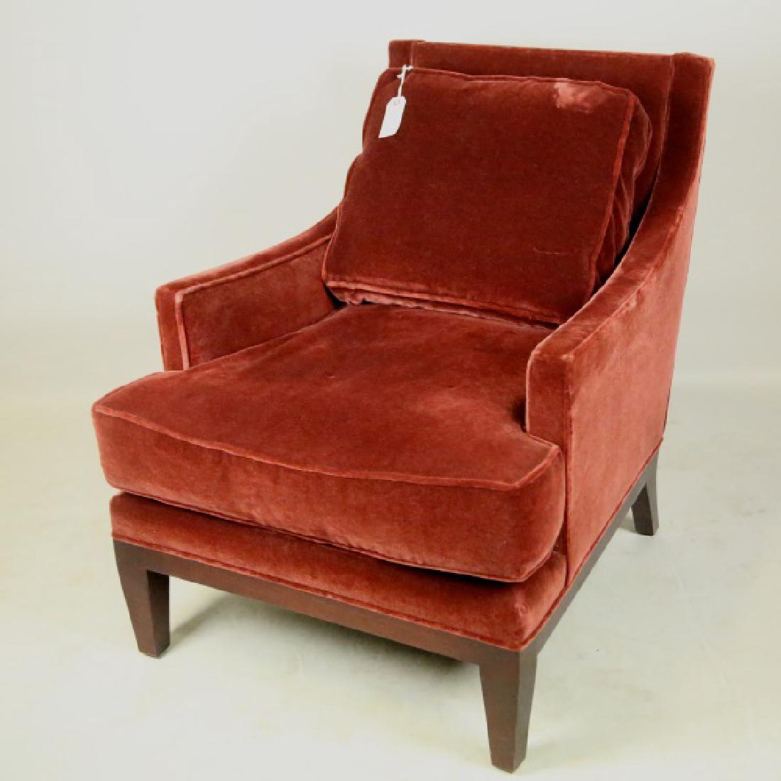 PAIR OF CONTEMPORARY  ARMCHAIRS IN RED VELVET MOH (1 of 1)