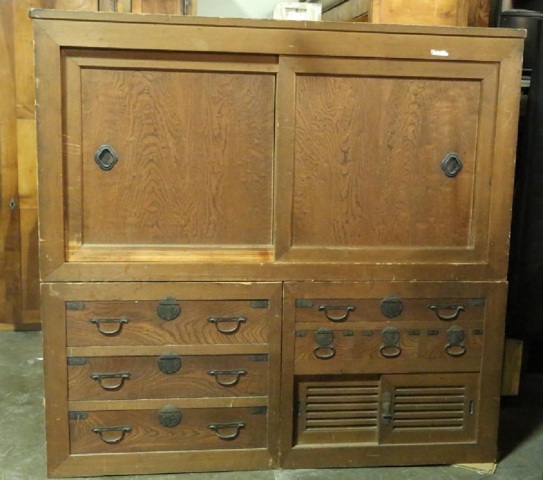 19th CENTURY JAPANESE FIR WOOD TANSU CABINET (1 of 7)
