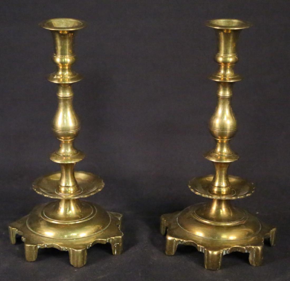 PAIR OF 19th CENTURY GILT BRASS CANDLESTICKS (1 of 2)