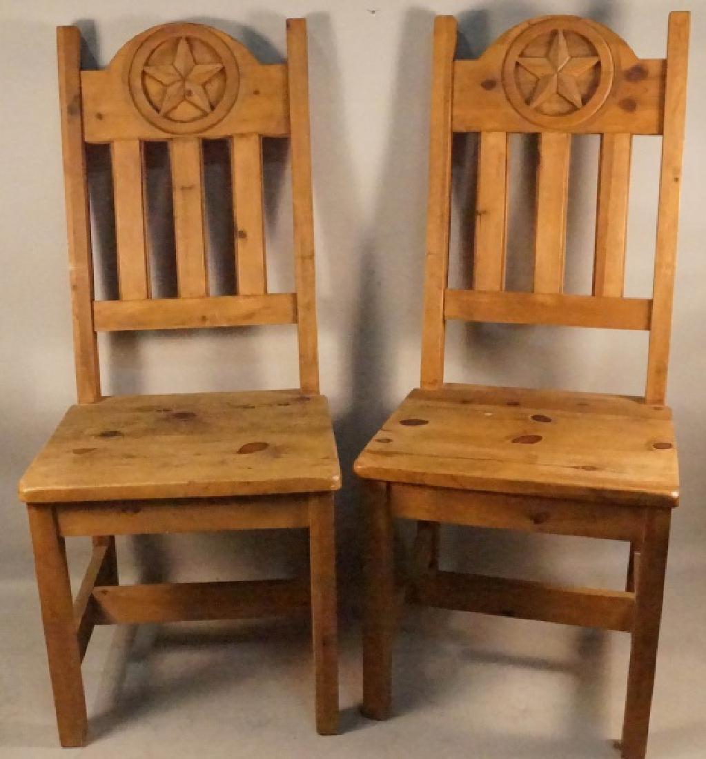 PAIR OF CARVED PINE REAL TEXAS SIZE CHAIRS (1 of 3)
