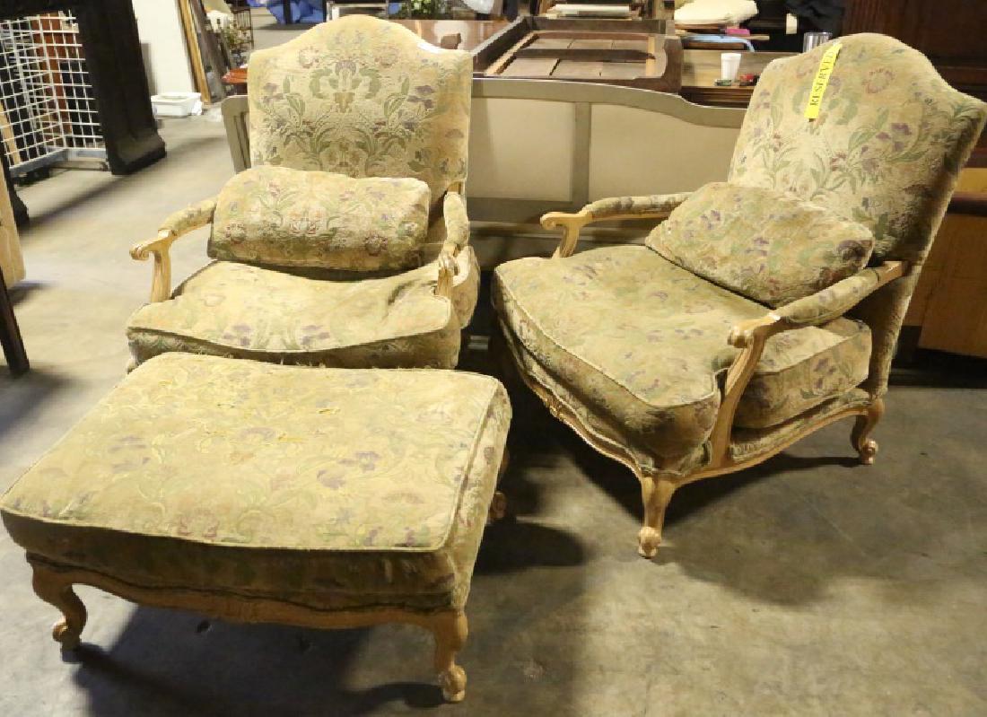 PAIR OF ARMCHAIRS & MATCHING OTTOMAN (1 of 4)