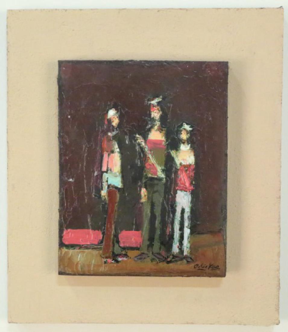 DAVID ADICKES "THREE MEN" ACRYLIC ON PANEL: DAVID ADICKES "THREE MEN" ACRYLIC ON PANEL. Height: 15 in. by Width: 13 in.