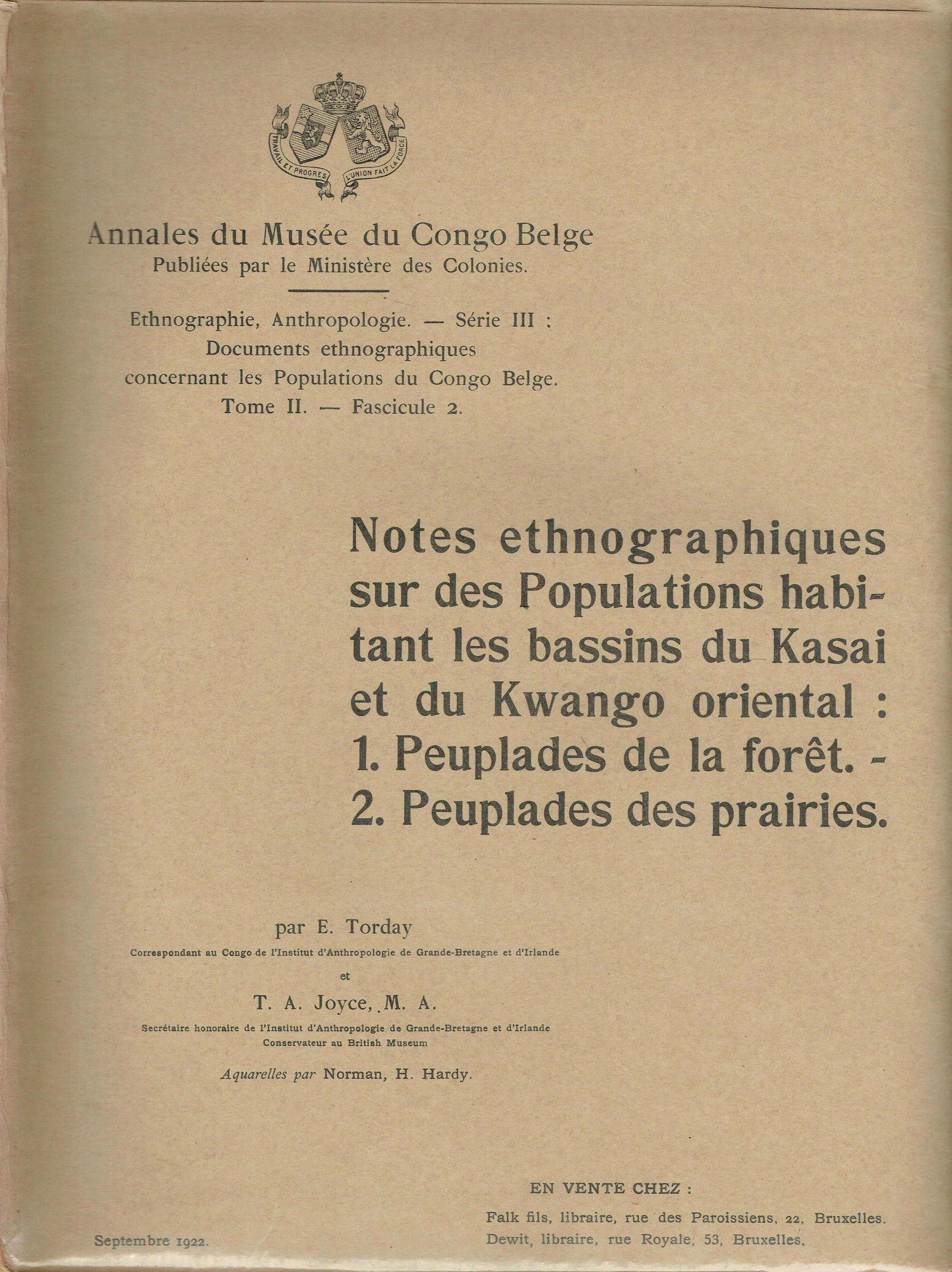 Annales du Musée du Congo Belge, 1922 (1 of 4)