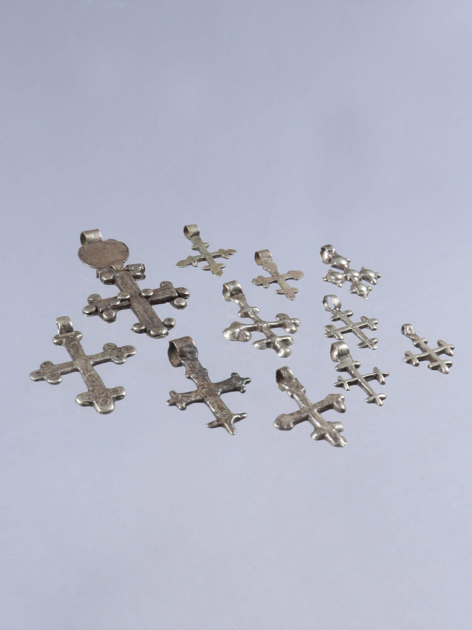 11 Ethiopian Silver Crosses, "yangat masqal" (1 of 4)