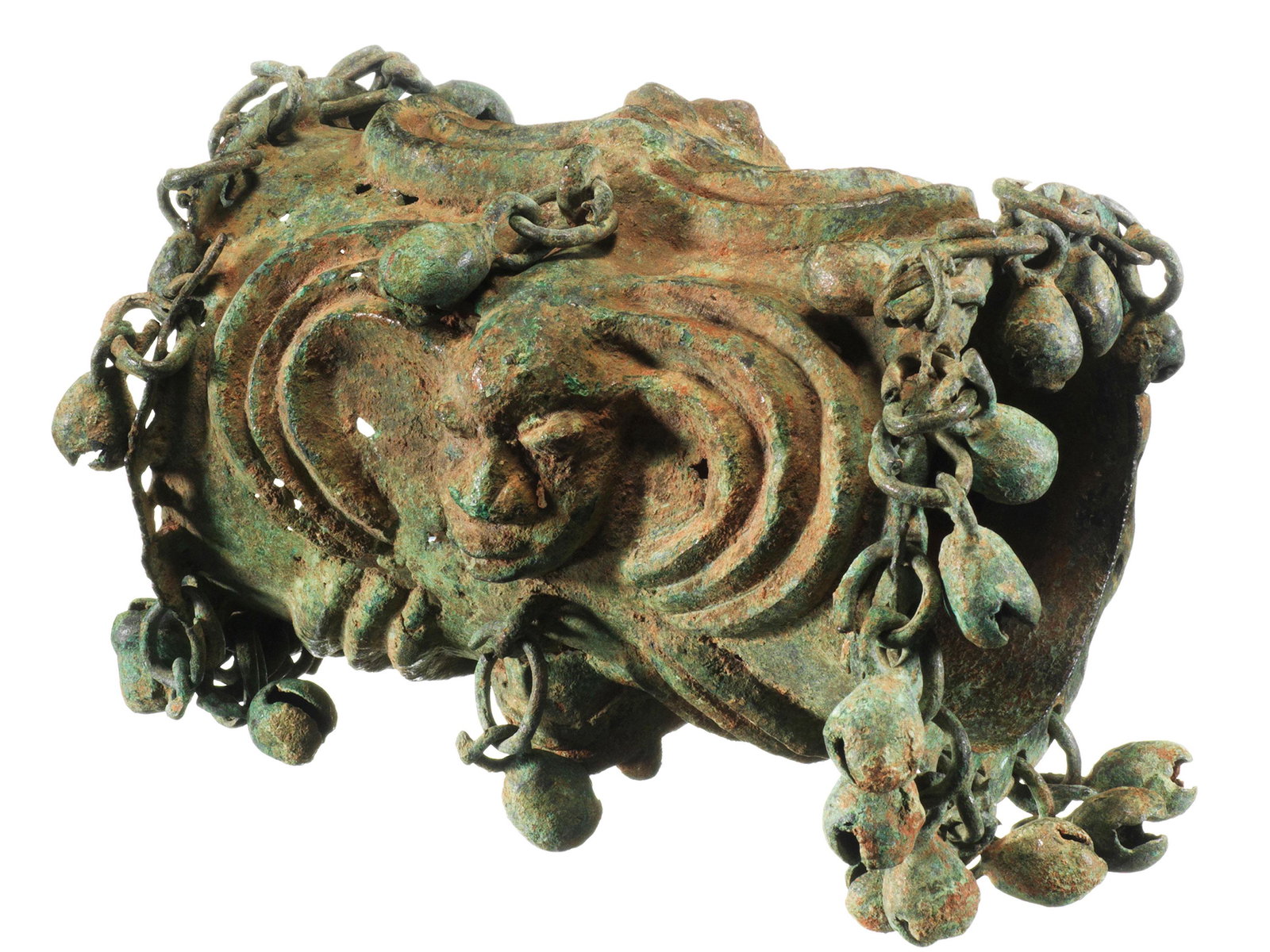 A Yoruba Bracelet: Arm-Schmuck Yoruba, Nigeria Ohne Sockel / without base Gelbguss. H 14 cm. Ø 10 cm. Provenienz: Nachlass Dr. Roland Hartmann (1922-2007), St. Gallen. Reich verzierte Fuss- und Armreifen in Kupferlegie