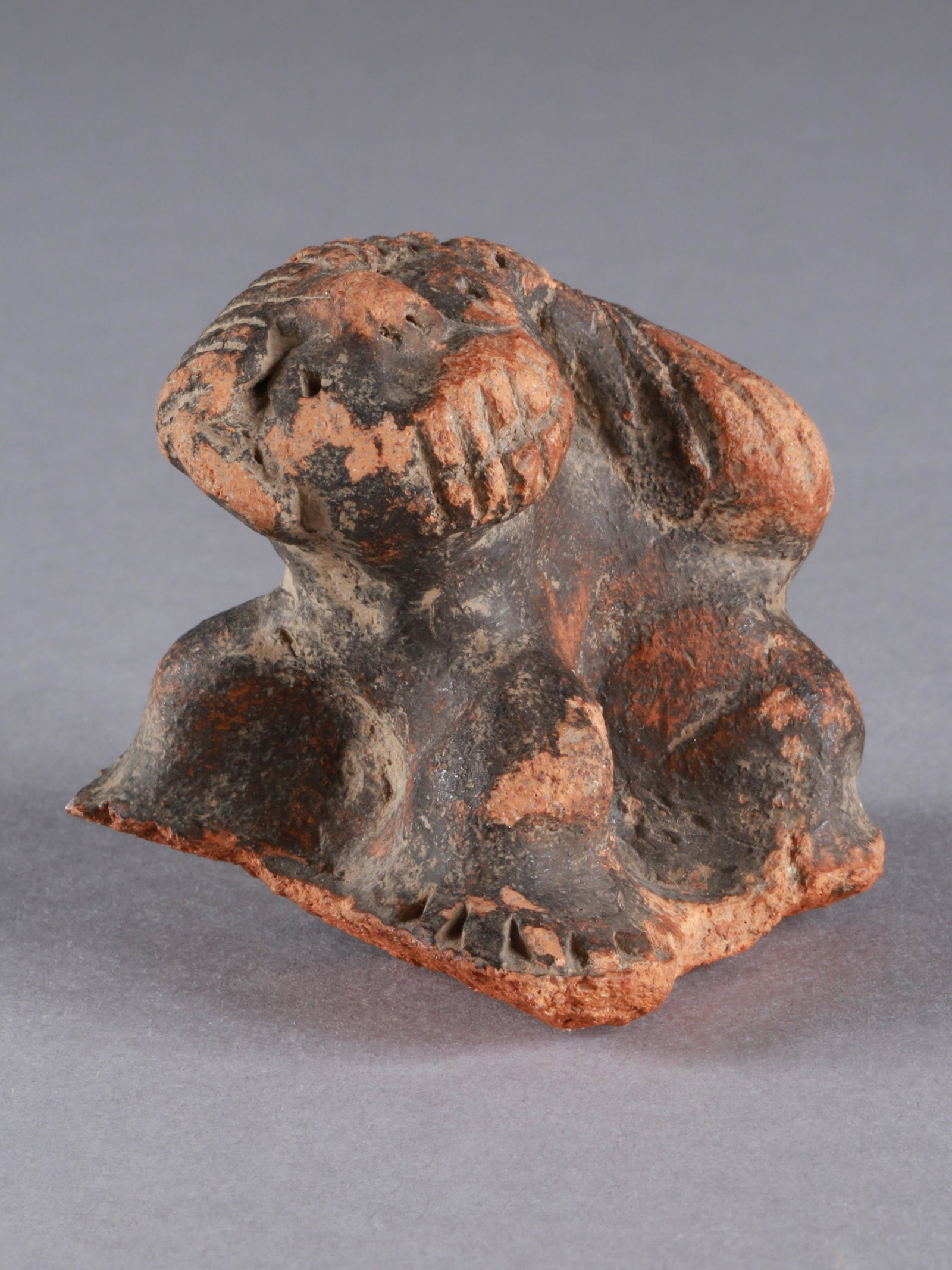 An Etruscan Shaggy Dog: Darstellung eines Hundes Etruskisch Ohne Sockel / without base Terrakotta. H 5,5 cm. Provenienz: - lt. Besitzer: Wladimir Rosenbaum (1894-1984). - Galerie Serodine, Ascona. 4.-2. Jh. v. Chr. September
