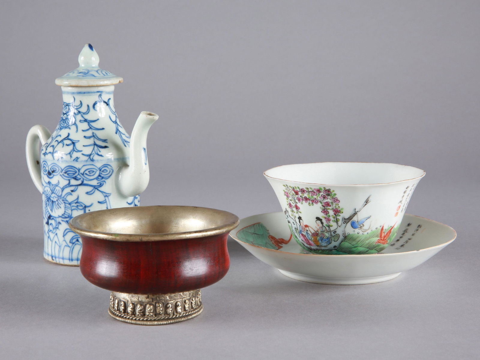 A Tea Pot, a Bowl and a Bowl with Saucer (1 of 15)