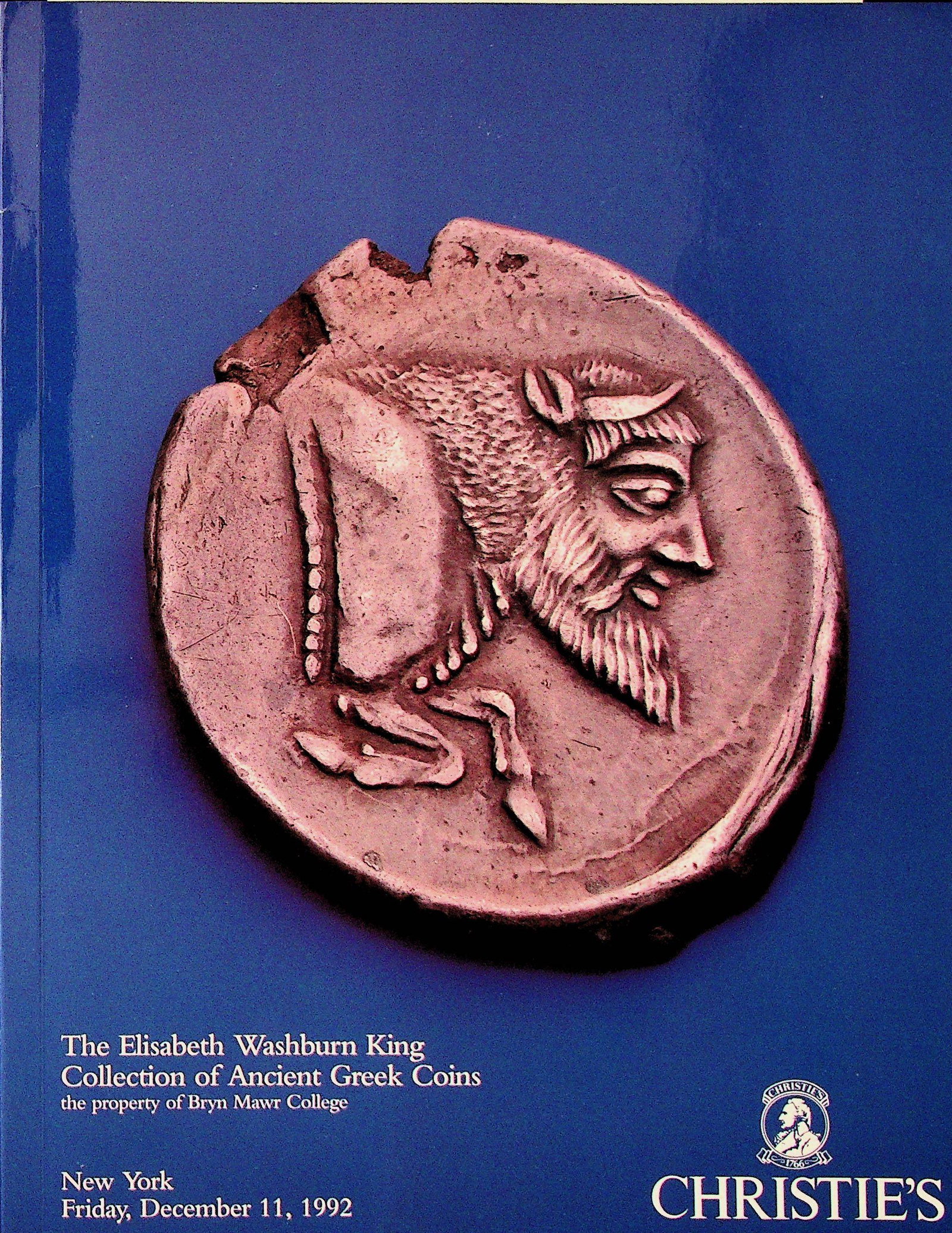 Christie's New York - 1992/12/11: Christie's New York - 1992/12/11 The Elisabeth Washburn King Collection of Ancient Greek Coins CHF 50 / 100 EUR 45 / 91 _____________________________ The library of Dr J. Robert Guy The part of