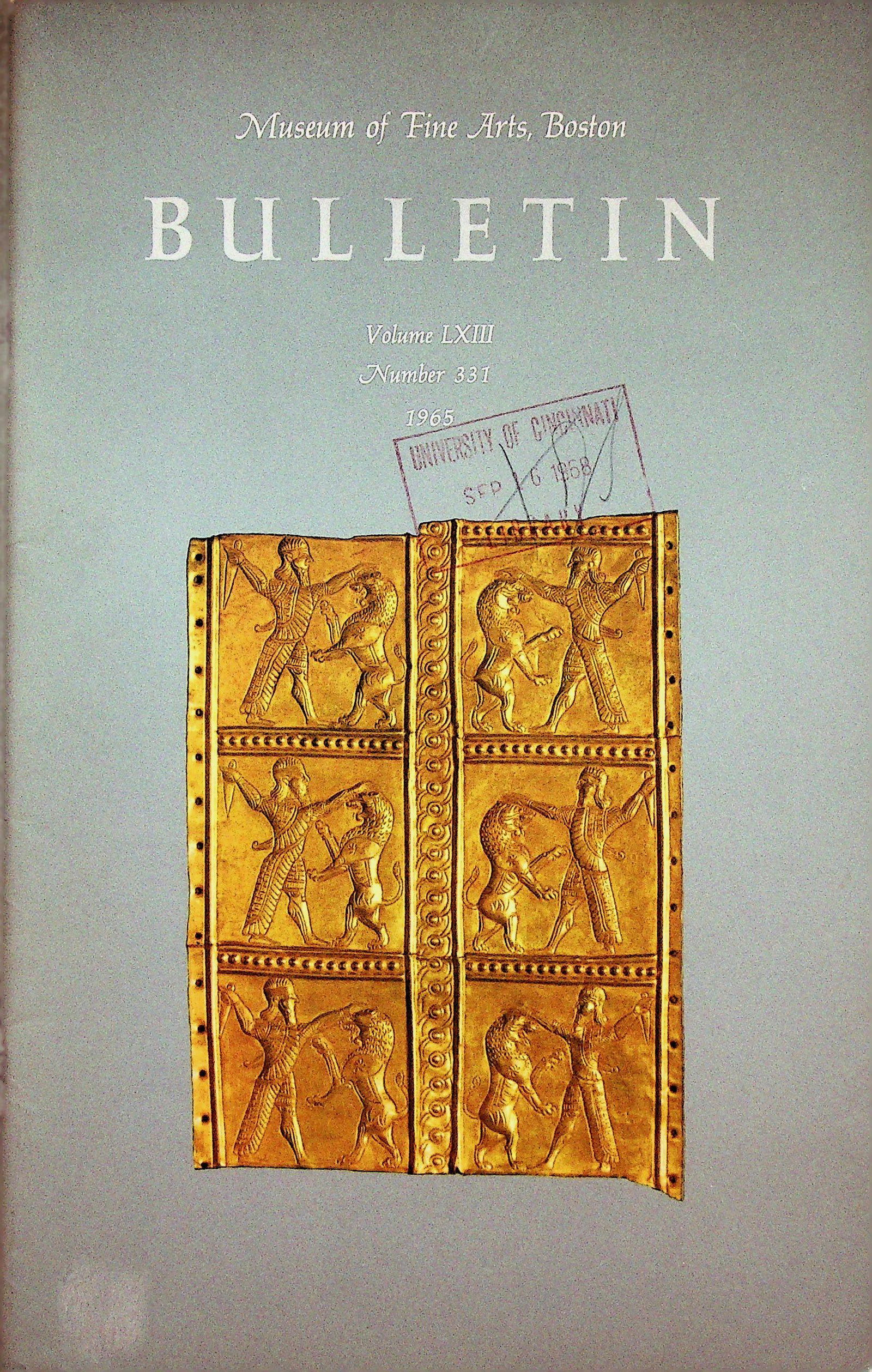 Museum of Fine Arts, Boston. Bulletin 1965, Vol. 63,: Museum of Fine Arts, Boston. Bulletin 1965, Vol. 63, #331 CHF 20 / 40 EUR 18 / 36 _____________________________ The library of Dr J. Robert Guy The part of Robert Guy's library that will be auctioned 